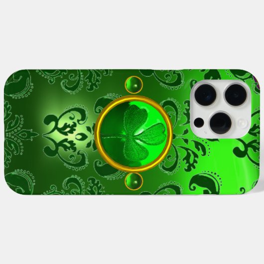 SAINT PATRICK'S SHAMROCK GREEN DAMASK Case-Mate iPhone CASE (Achterkant (horizontaal))