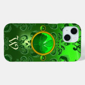 SAINT PATRICK'S SHAMROCK GREEN DAMASK MONOGRAM Case-Mate iPhone CASE (Achterkant (horizontaal))