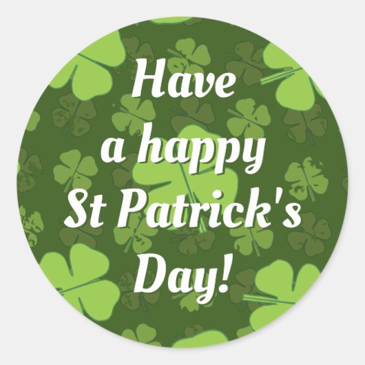 SAINT PATRICKS VIER LEAF CLOVER CLASSIC ROUND STIC RONDE STICKER (Voorkant)