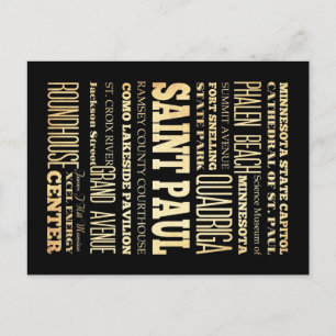 Saint Paul City of Minnesota State Typography Art Briefkaart