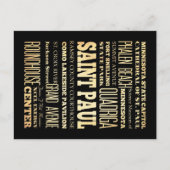 Saint Paul City of Minnesota State Typography Art Briefkaart (Voorkant)