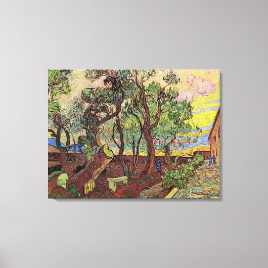 Saint Paul Hospital en Garden van Vincent van Gogh Canvas Afdruk (Voorkant)