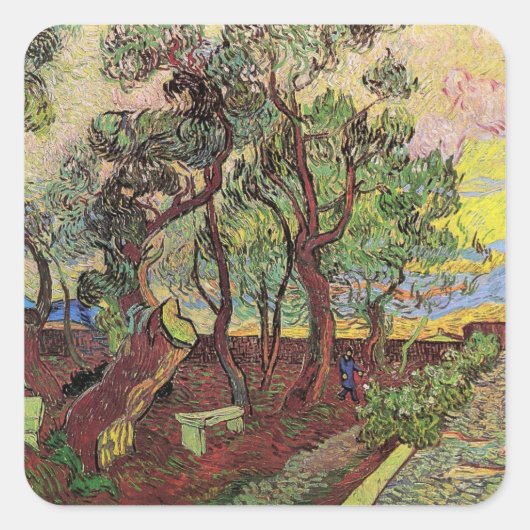Saint Paul Hospital en Garden van Vincent van Gogh Vierkante Sticker (Voorkant)