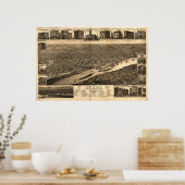 Saint Paul Minnesota 1883 Antiek Panoramische Kaar Poster (Keuken)