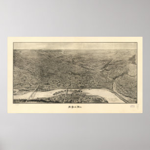 Saint Paul Minnesota 1906 Antiek Panorama Poster