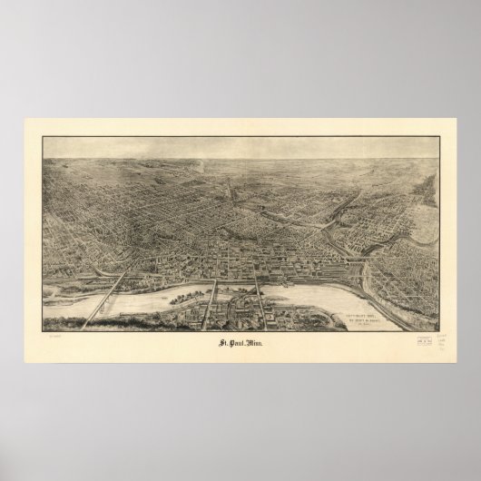 Saint Paul Minnesota 1906 Antiek Panorama Poster (Voorkant)