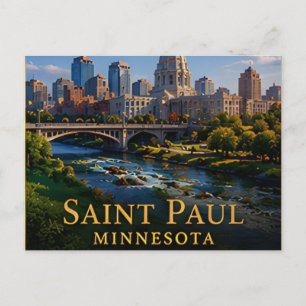 Saint Paul Minnesota Mississippi Rivier & Capitol Briefkaart