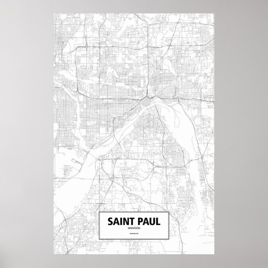 Saint Paul, Minnesota (zwart op wit) Poster (Voorkant)