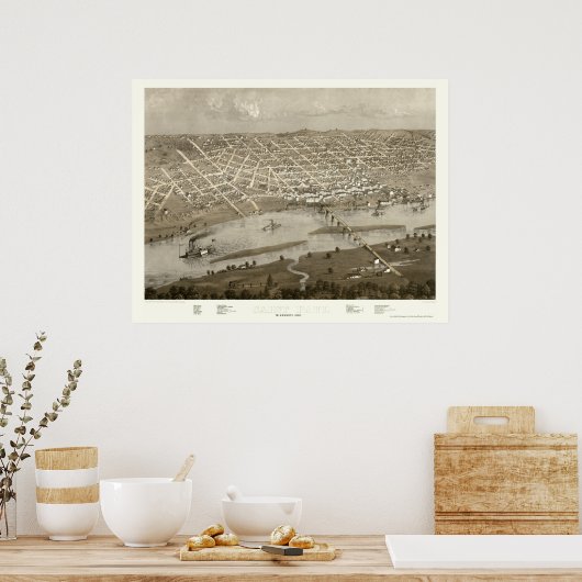 Saint Paul, MN Panoramic Map - 1867 Poster (Keuken)