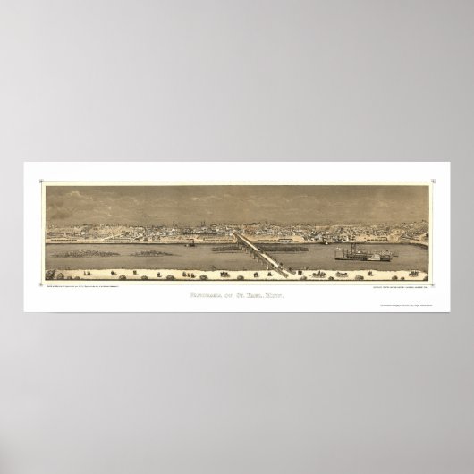 Saint Paul, MN Panoramic Map - 1873 Poster (Voorkant)
