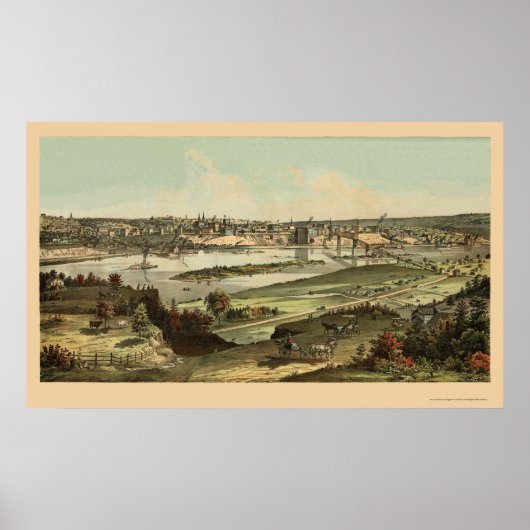 Saint Paul, MN Panoramic Map - 1874 Poster (Voorkant)