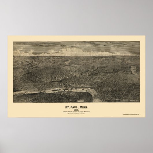 Saint Paul, MN Panoramic Map - 1888 Poster (Voorkant)