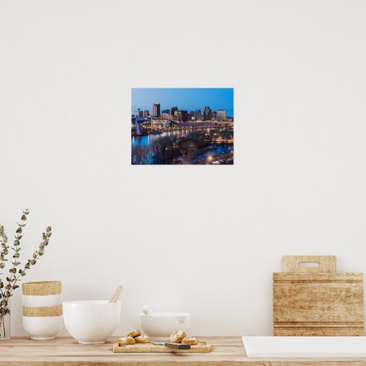 saint paul skyline en riverfront ' s nachts poster (Keuken)