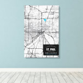 Saint Paul Stadsplattegrond + Markeer uw locatie Canvas Afdruk (Insitu (Houten vloer))