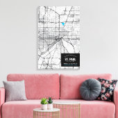 Saint Paul Stadsplattegrond + Markeer uw locatie Canvas Afdruk (Insitu (Woonkamer))