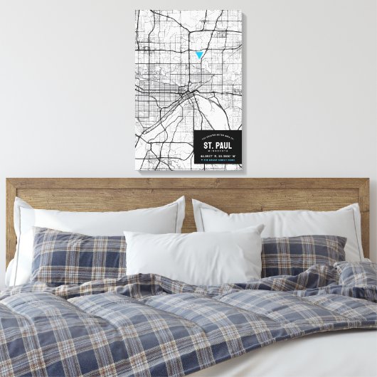 Saint Paul Stadsplattegrond + Markeer uw locatie Canvas Afdruk (Insitu (Slaapkamer))