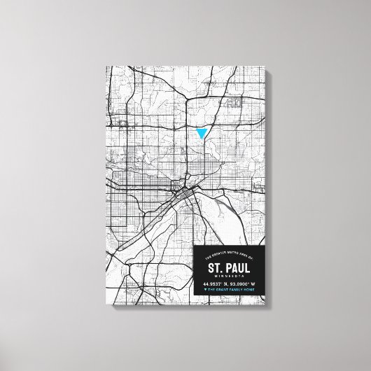 Saint Paul Stadsplattegrond + Markeer uw locatie Canvas Afdruk (Voorkant)