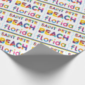Saint Pete Beach, Florida. Kleurig tekstpatroon Cadeaupapier (Hoek)