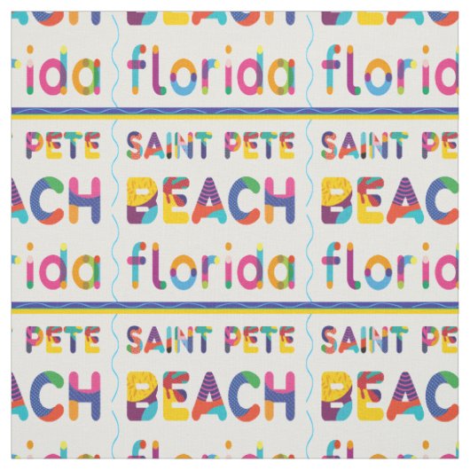 Saint Pete Beach, Florida. Kleurig tekstpatroon Stof (Swatch)