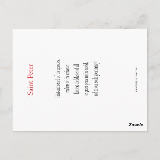 Saint Peter Prayer Card Briefkaart (Achterkant)