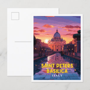 Saint Peters Basilica vintage reisillustratie Briefkaart
