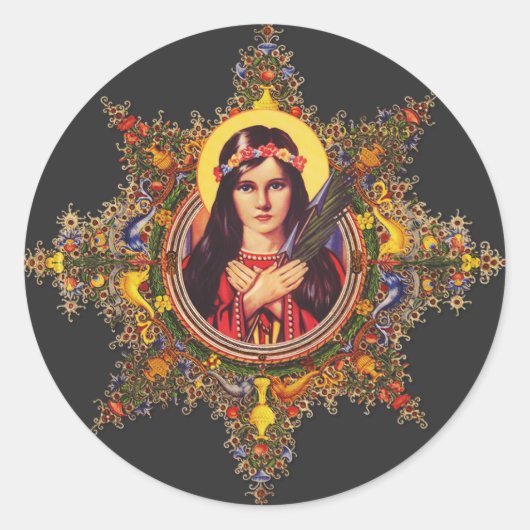 Saint Philomena Ronde Sticker (Voorkant)