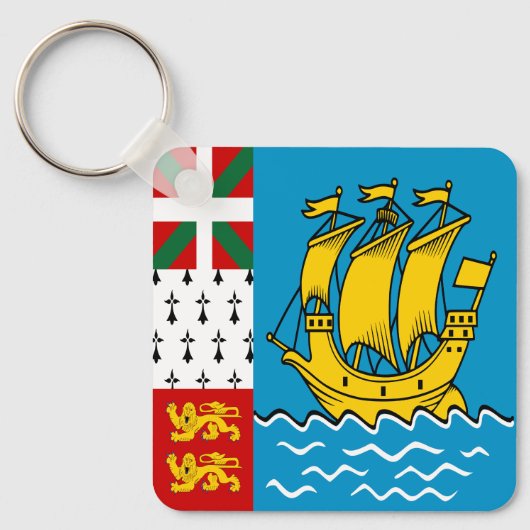 Saint Pierre en Miquelon Flag Sleutelhanger (Voorkant)