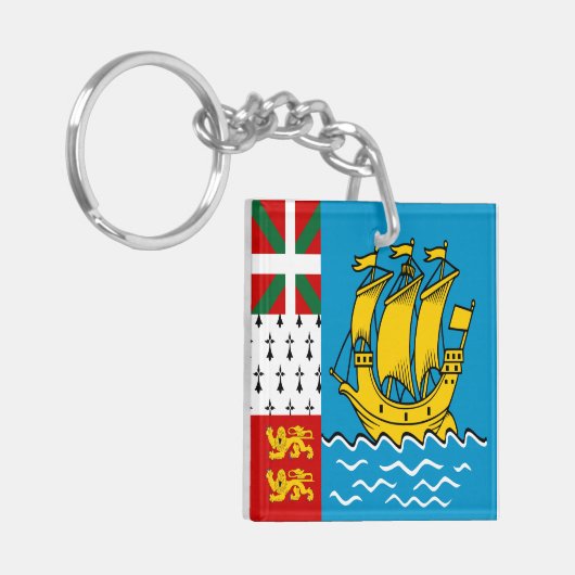 Saint Pierre en Miquelon Flag Sleutelhanger (Voorkant Links)