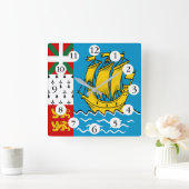 Saint Pierre en Miquelon Flag Vierkante Klok (Huis)