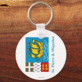 Saint-Pierre en Miquelon, vlag met naam Sleutelhanger (Voorkant)