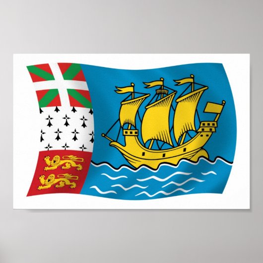 Saint Pierre en Miquelon Vlag Poster Print (Voorkant)