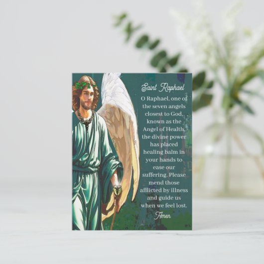 Saint Raphael Healing Archangel Angel Prayer Blank Briefkaart (Staand voorkant)