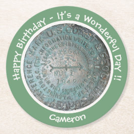 Saint Regis Mountain USGS Benchmark Party Items Ronde Kartonnen Onderzetter