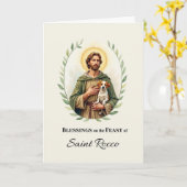 Saint Rocco Feest Dag Zegeningen Waterverf Krans Kaart (Gele Bloem)