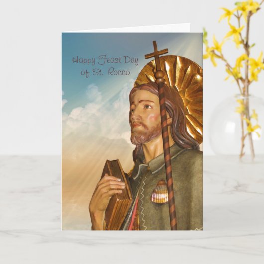 Saint Rocco - Happy Feast Day Wenskaart Kaart (Gele Bloem)