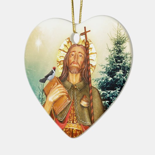 Saint Rocco Heart Prayer Keramisch Ornament (Links)