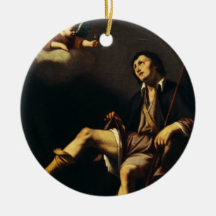 Saint Roch en de engel door Guy François Keramisch Ornament