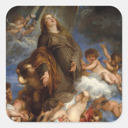 Saint Rosalie Interceding voor de Plague-stricken Vierkante Sticker (Voorkant)