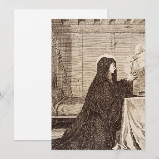 Saint Scholastica Patroness van school Bedankkaart (Voorkant / Achterkant)