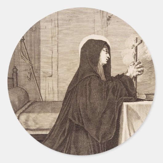 Saint Scholastica Patroness van school Ronde Sticker (Voorkant)