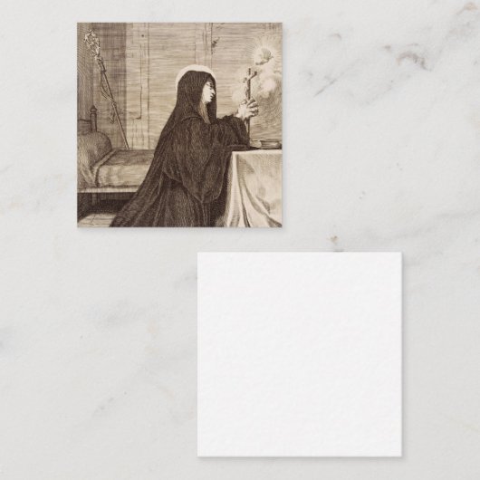 Saint Scholastica Patroness van school Vierkante Visitekaartje (Voorkant / Achterkant)