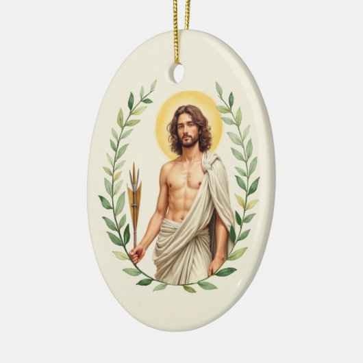 Saint Sebastian God's Peace and Blessings Scriptur Keramisch Ornament (Links)