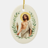 Saint Sebastian God's Peace and Blessings Scriptur Keramisch Ornament (Voorkant)