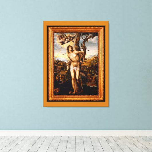SAINT SEBASTIAN Stretted Canvas Print (Insitu (Houten vloer))