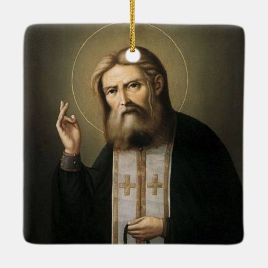 Saint Seraphim of Sarov Ceramic Ornament (Achterkant)