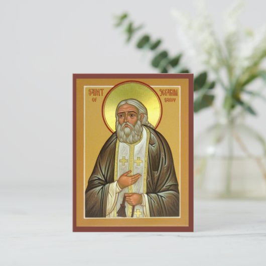 Saint Seraphim of Sarov Prayer Card Briefkaart (Staand voorkant)
