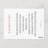 Saint Seraphim of Sarov Prayer Card Briefkaart (Achterkant)