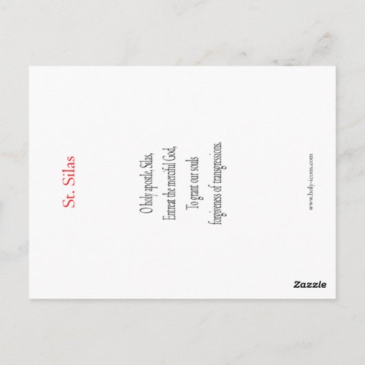 Saint Silas Prayer-kaart Briefkaart (Achterkant)