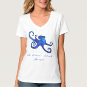 Saint Simons Island GA Ocean Blue Octopus T-Shirt (Voorkant)