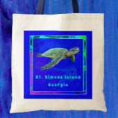 Saint Simons Island GA Ocean Blue Zee Turtle Tote Bag